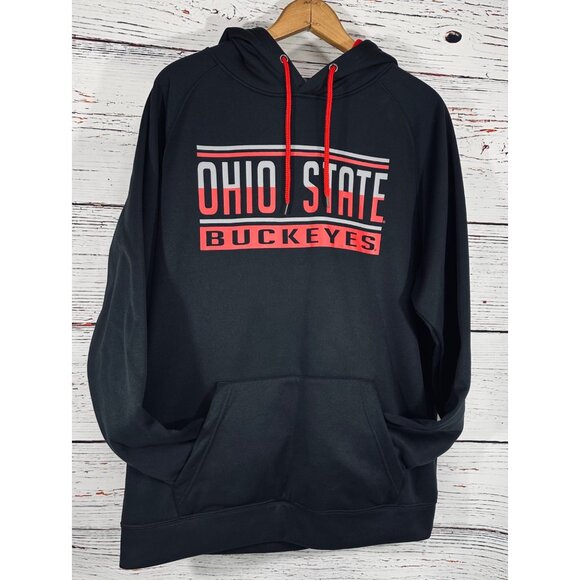 Ohio State Buckeyes Black Hoodie Sweatshirt L Colosseum 100% Polyester Mens - Picture 6 of 8
